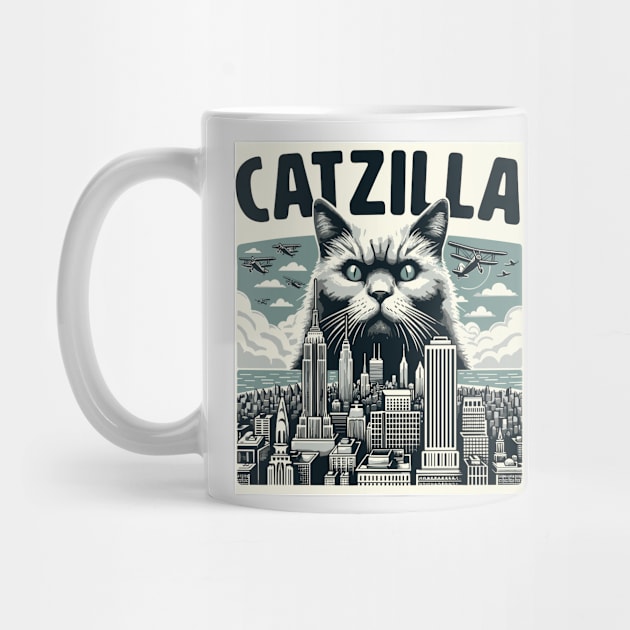 Catzilla Funny Cat Kitten Design by rhazi mode plagget